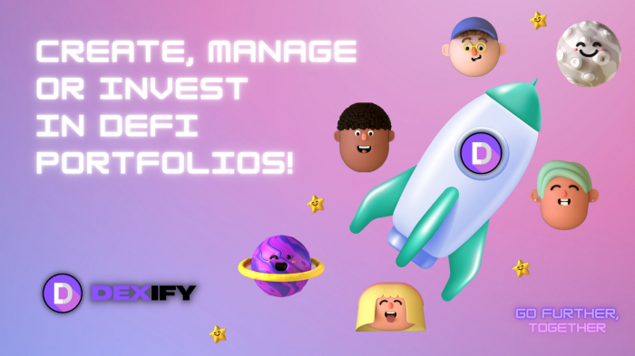 Defi asset management logo from Dexify. Allowing users to create, manage or invest in DeFi portfolios