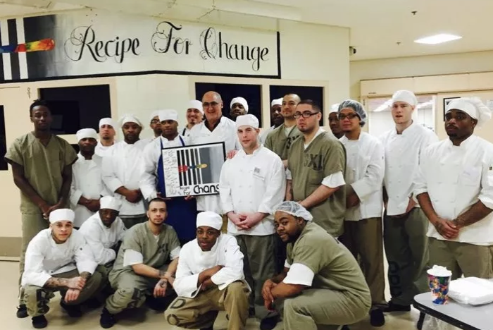 Chef Bruno Abate and inmates  Photo credit Recipe for Change 