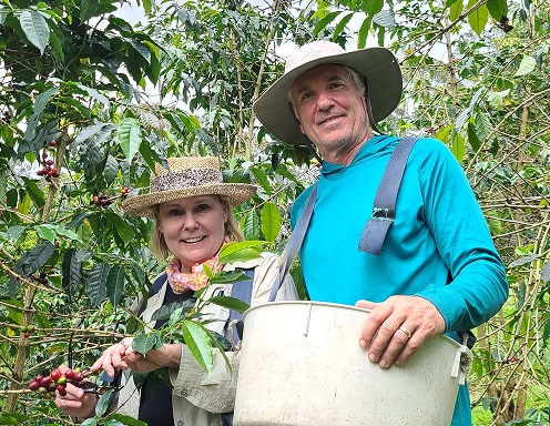 Kona Earth owners Steve and Joanie Wynn at their Kona coffee farm