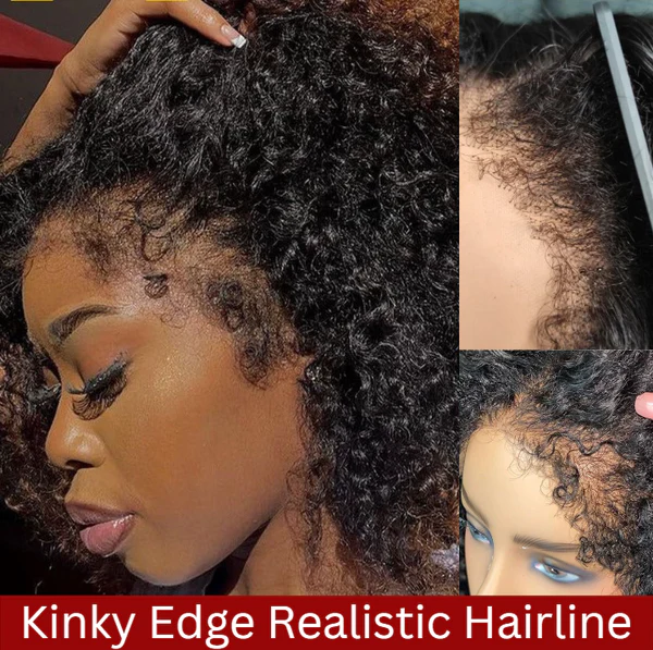 flash sale sunber kinky curly skin melt lace front wigs natural hairline lace closure human hair wig