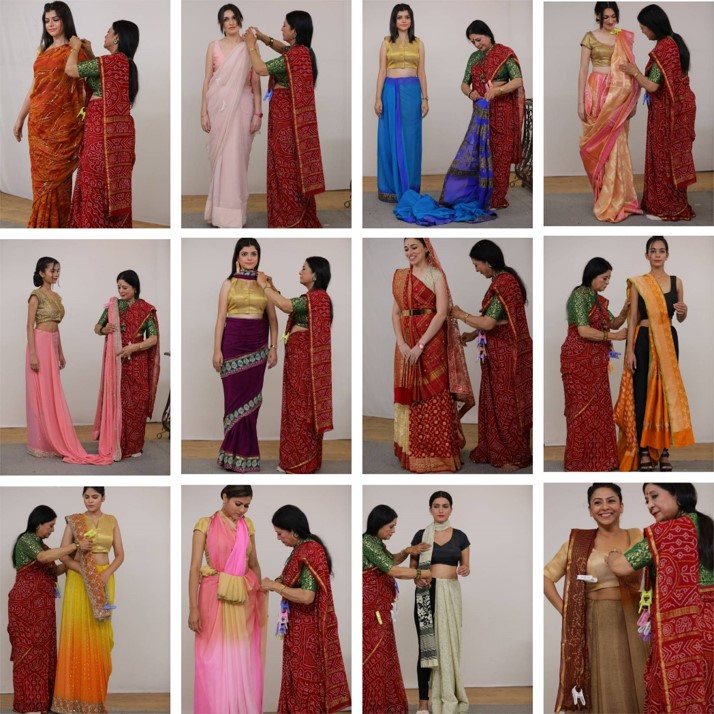 Various Styling Pictures of Kalpana Shah during her 24 Hours Draping Marathon Stint in 226 Styles