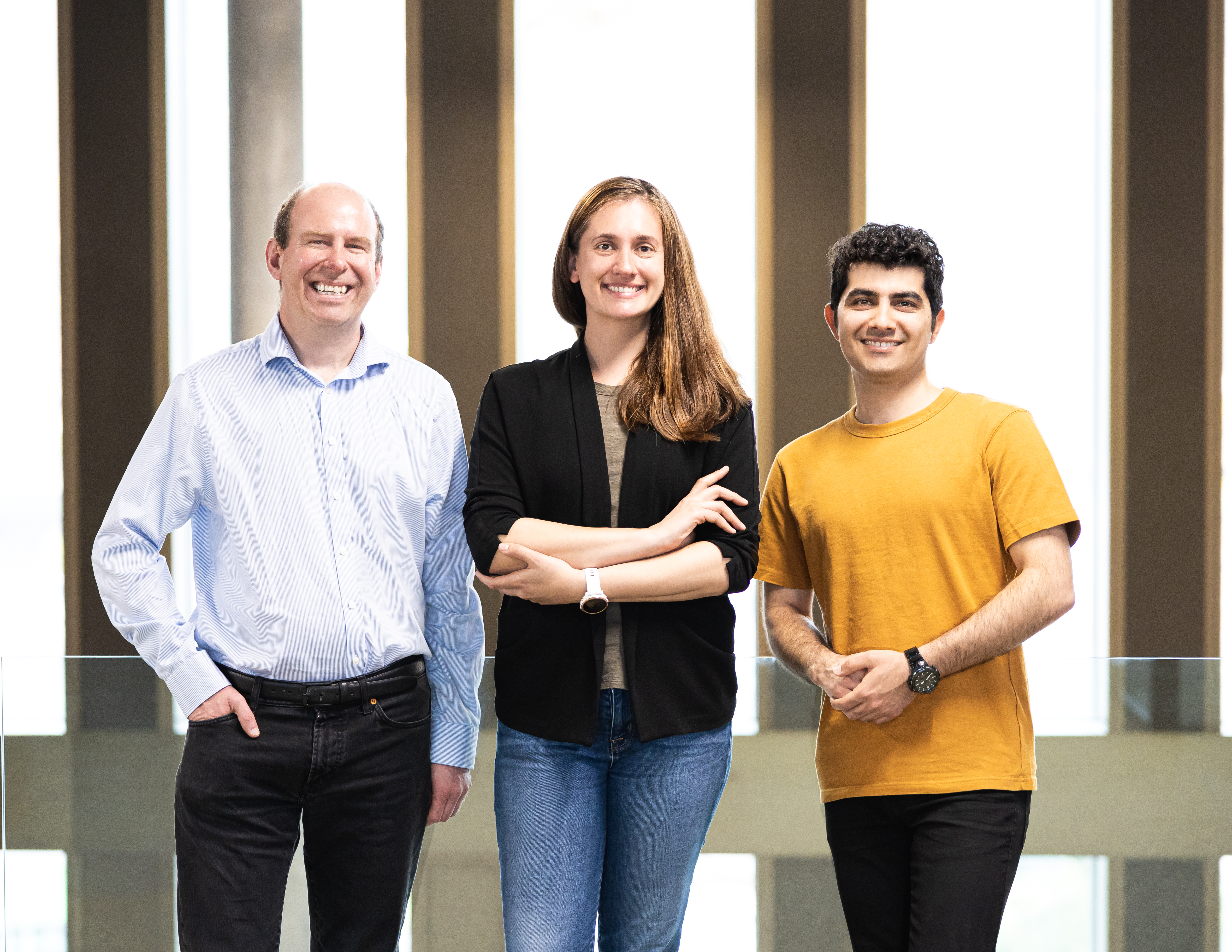 DePoly co-founders: (L to R), Christopher Ireland (CSO), Samantha Anderson (CEO) and Bardiya Valizadeh (CTO).