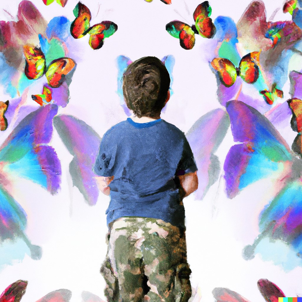 child with butterflies