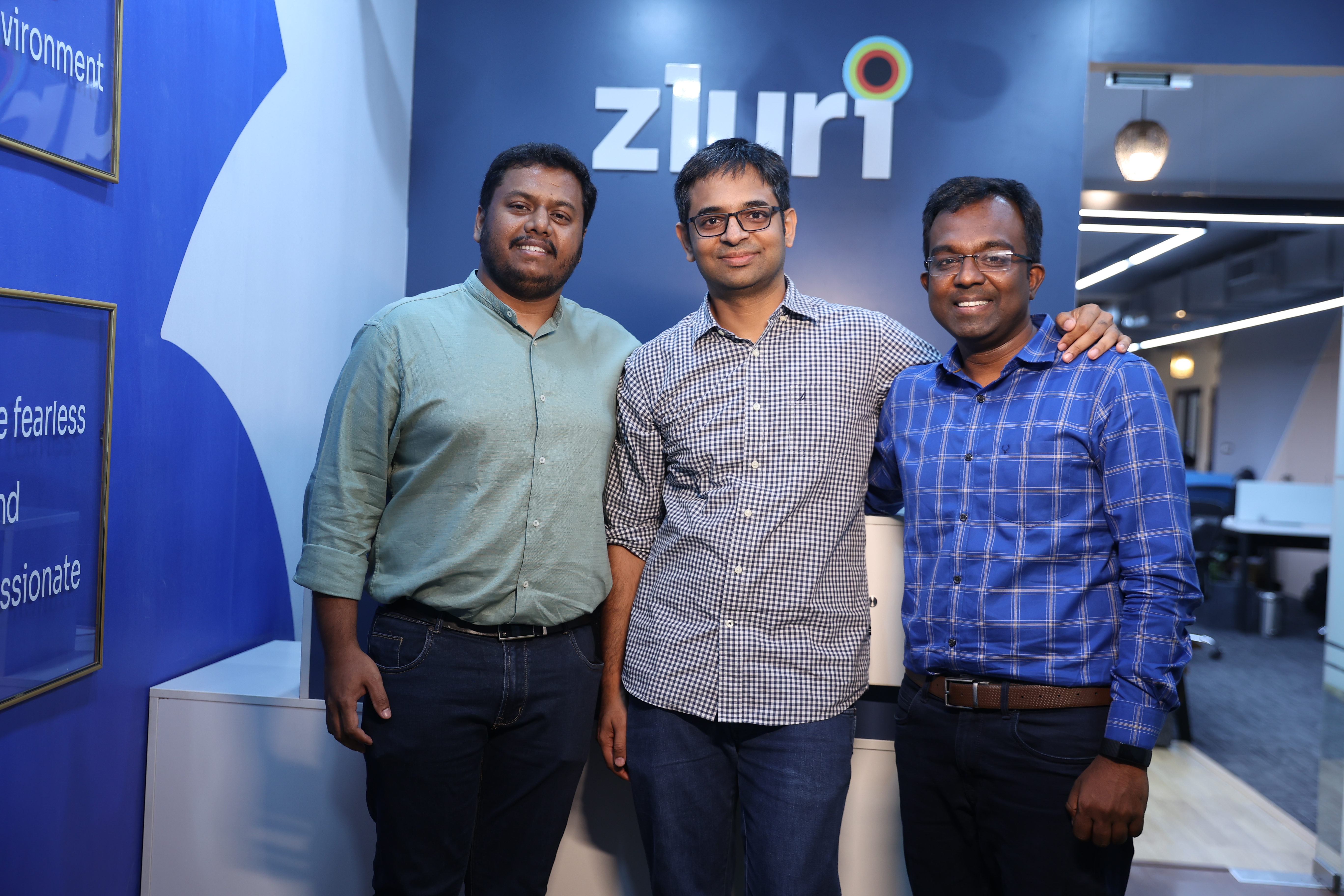 Zluri co-founders: (L to R) Chaithanya Yambari, Ritish Reddy and Sethu Meenakshisundaram