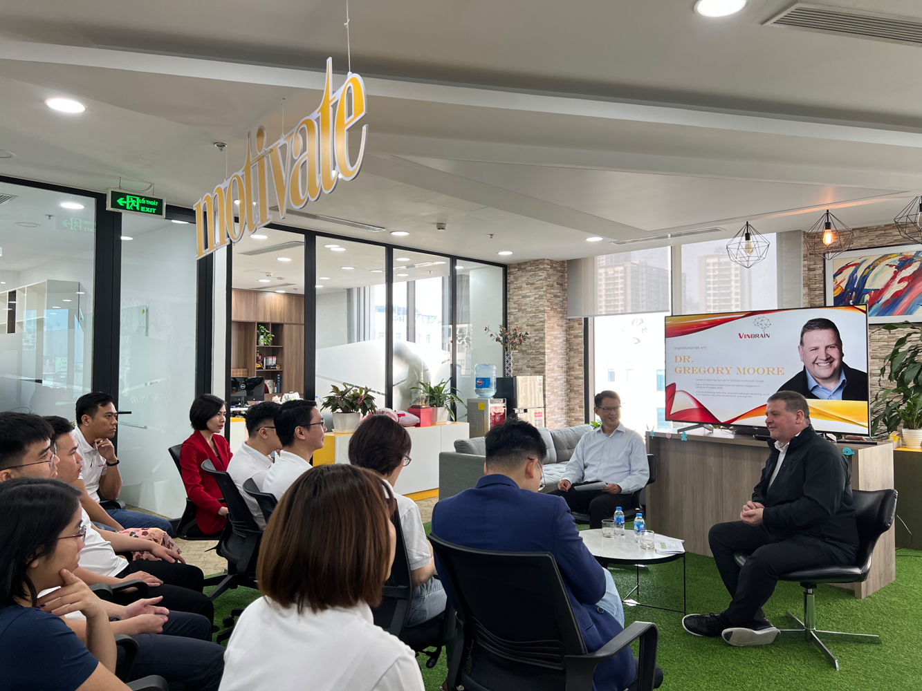 Gregory Moore, MD, Ph.D. in Radiological Sciences from MIT, Corporate Vice President of Microsoft Health visit VinBrains HQ in Hanoi, Vietnam - March 2023.