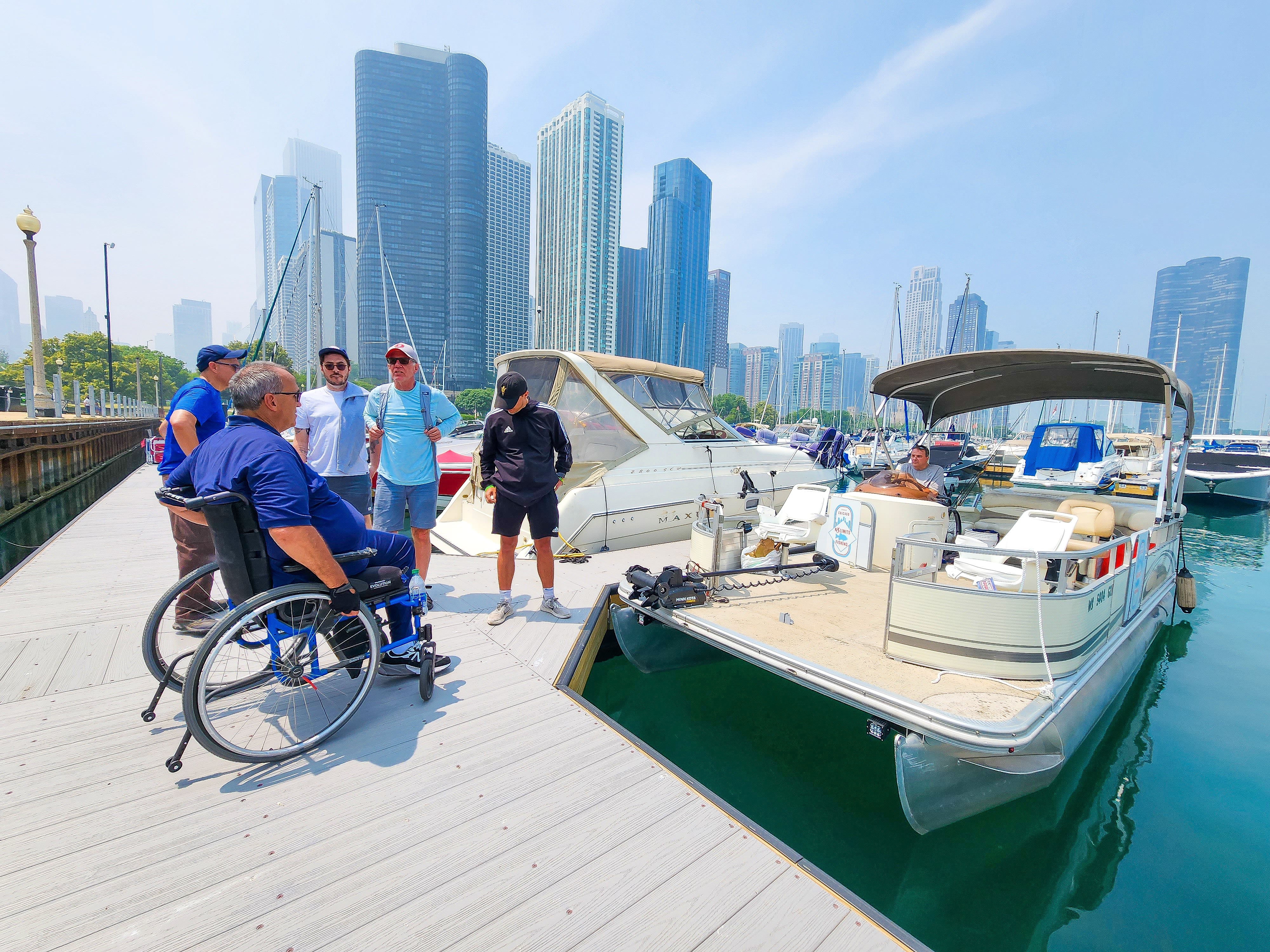Dave Hanson captains the wheelchair accessible boat down the Chicago River