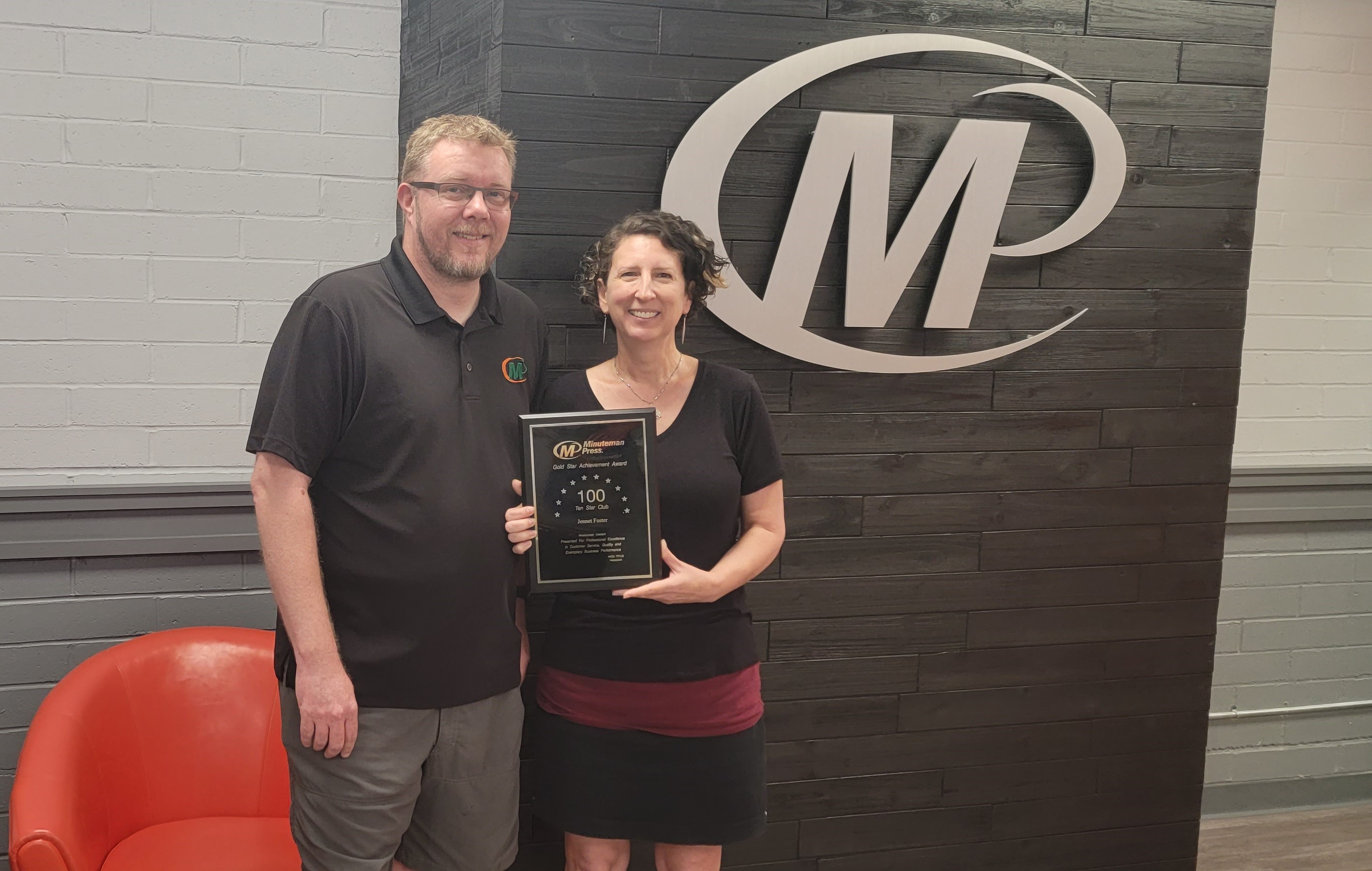 Minuteman Press franchise owners Dan and Jennet Foster at their new location: 26145 Center Ridge Road, Unit A, Westlake, Ohio.