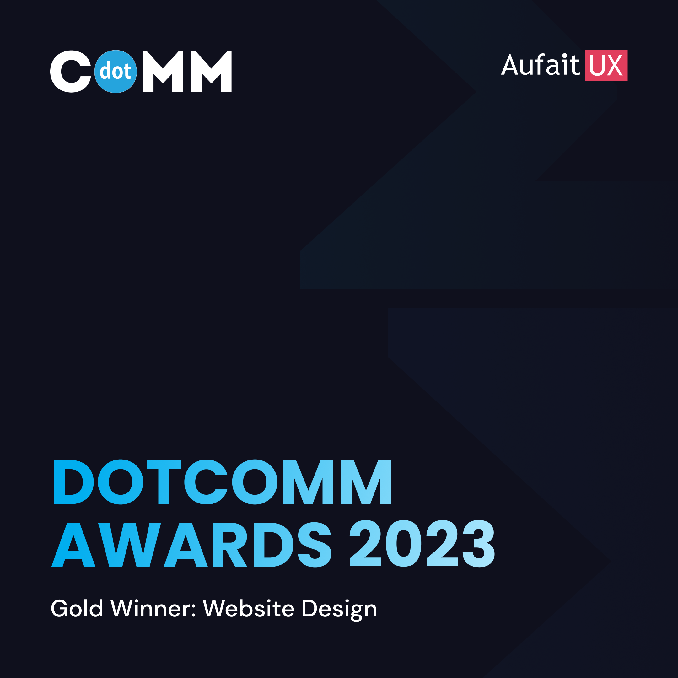 Aufait UX wins Gold at the dotComm Awards 2023