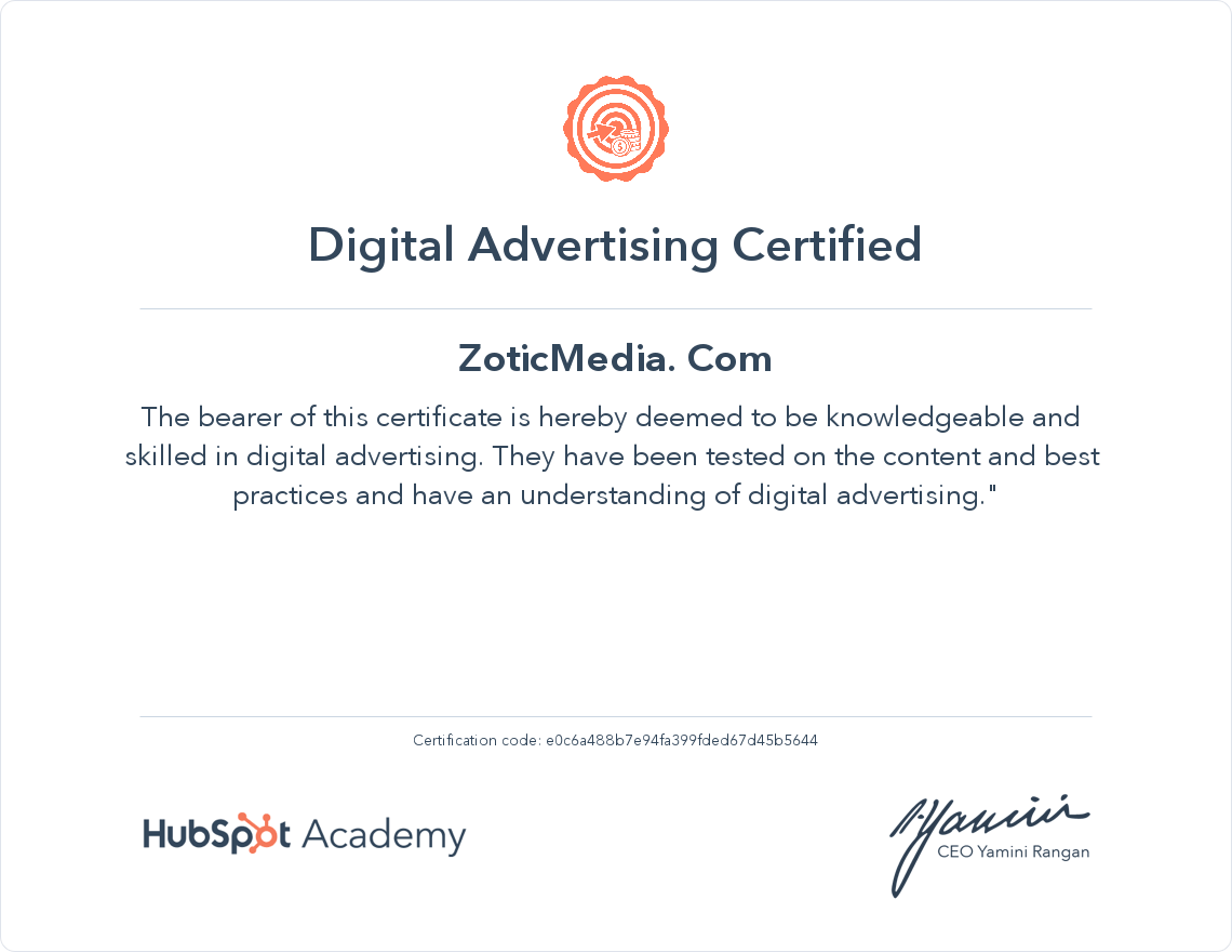 Digital Advertising Certified Hubsopt Academy