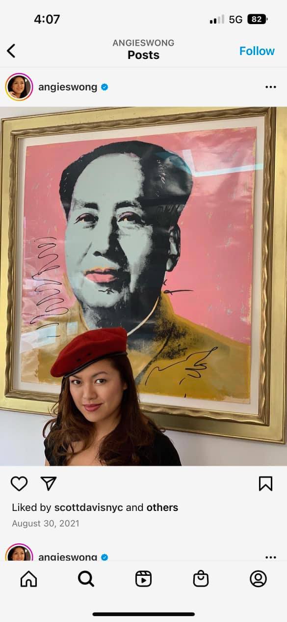 Angie Wong poses with communist dictator