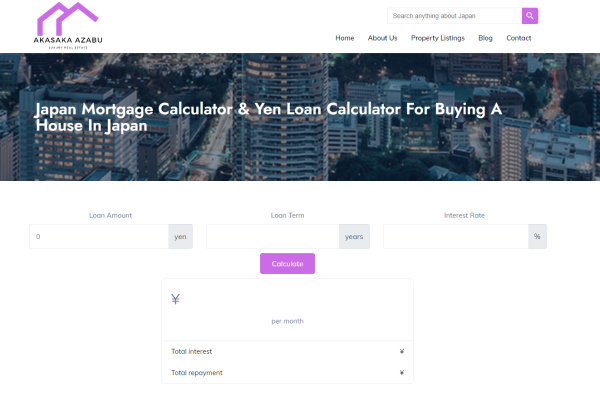 Akasaka Azabu Simplifies Tokyo Real Estate with Japan Mortgage Calculator