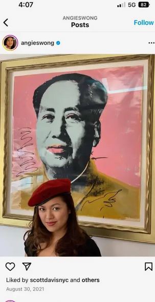 Angie Wong smiles with communist dictator Mao From her own social