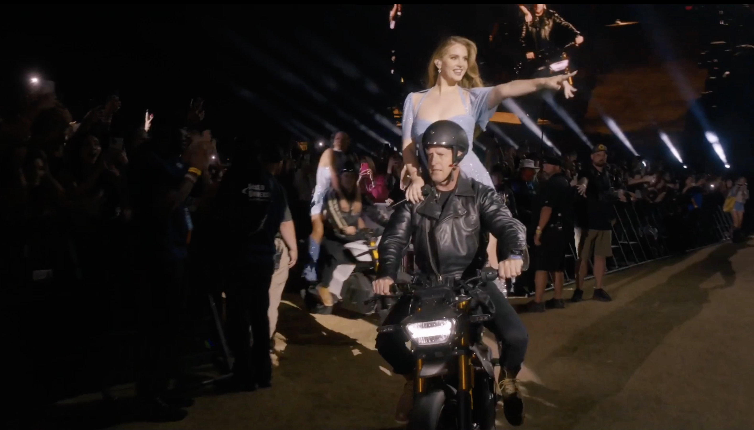 Lana Del Rey arrives makes Coachella Brand Entrance on Ryvid Anthem Electric Motorcycle